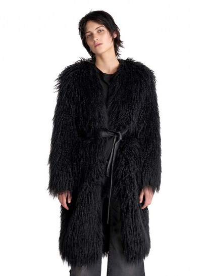 Nili Lotan BLACK MOXIE FAUX FUR COAT | shaggy winter coats - flipped