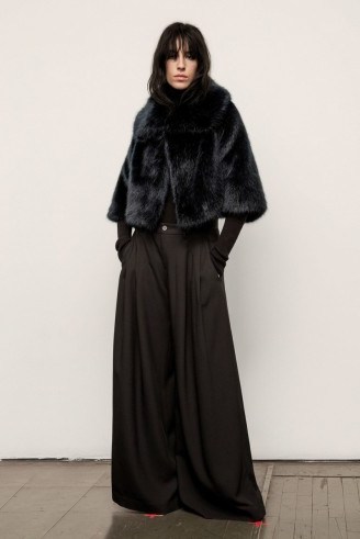 Nili Lotan DARK NAVY FAUX FUR GARBO COAT | short jackets | winter evening glamour - flipped
