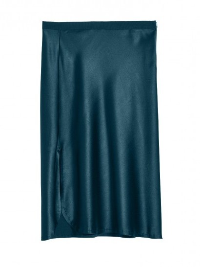Nili Lotan TEAL LILLIE SKIRT | silk side slit skirts - flipped