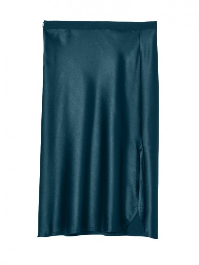 Nili Lotan TEAL LILLIE SKIRT | silk side slit skirts