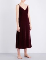 NK IMODE V-neck velvet lounge dress ~ wine-red slip dresses