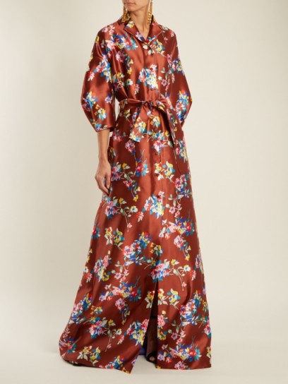 DELPOZO Notch-lapel floral-print silk gown ~ luxe gowns