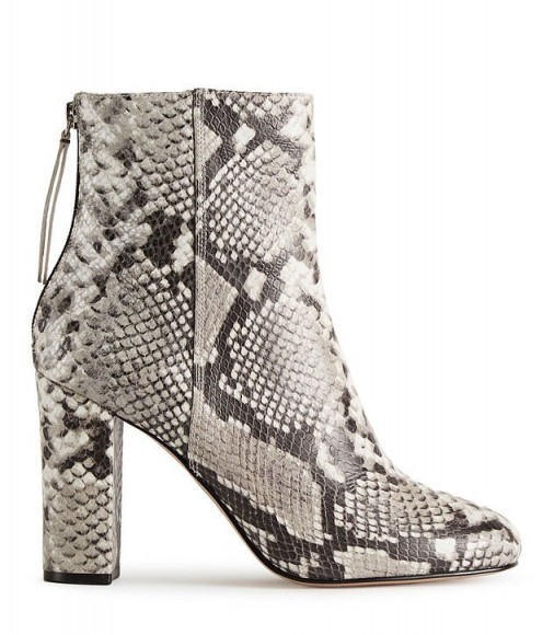 Reiss ODELLE SNAKE SNAKE-PRINT LEATHER ANKLE BOOTS
