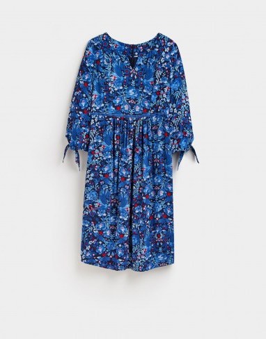 JOULES OPHELIA EMPIRE LINE DRESS / blue pheasant print dresses - flipped