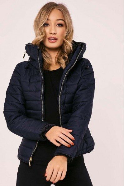 IN THE STYLE OSSIE NAVY PADDED JACKET - flipped