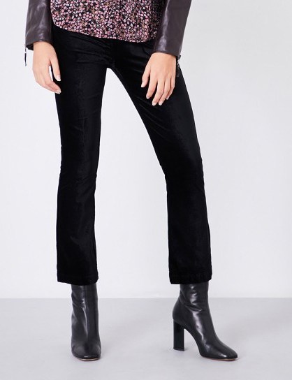 PAIGE DENIM Colette flared high-rise velvet jeans | cropped black trousers - flipped