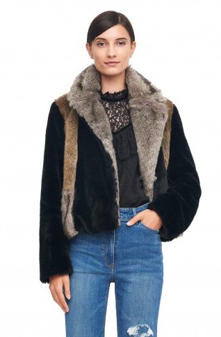 Rebecca Taylor PATCHED FAUX FUR COAT - flipped
