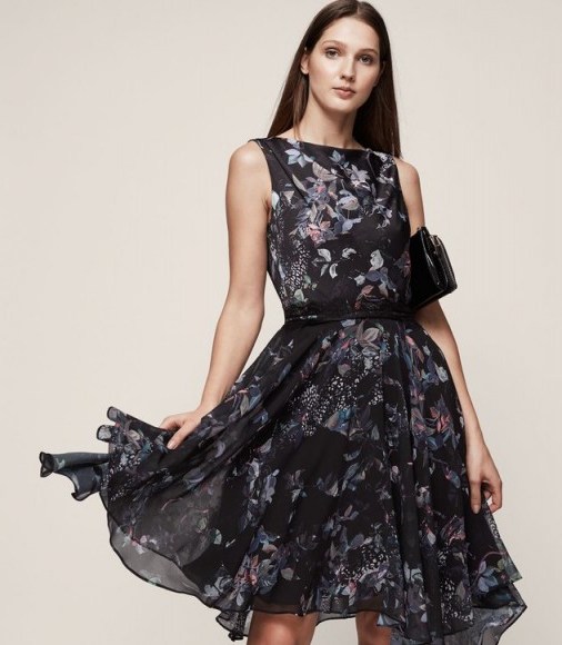 REISS PEONY MULTI PRINTED DRESS / sleeveless fit and flare dresses - flipped
