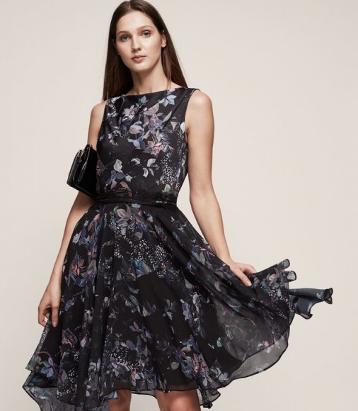 REISS PEONY MULTI PRINTED DRESS / sleeveless fit and flare dresses