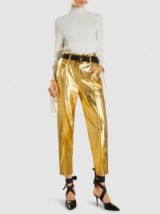 PETAR PETROV‎ Haig Metallic Leather Cropped Trousers ~ gold crop leg pants