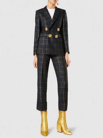 PETAR PETROV‎ Jane Double-Breasted Wool Blazer / check print blazers / checked suit jackets - flipped