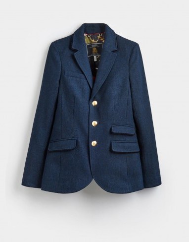 JOULES PEYTON LONG LINE TWEED JACKET NAVY / blue tailored jackets - flipped