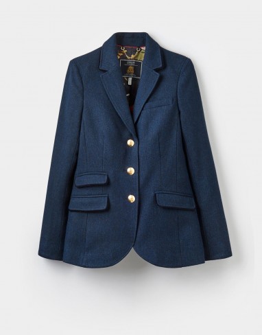 JOULES PEYTON LONG LINE TWEED JACKET NAVY / blue tailored jackets