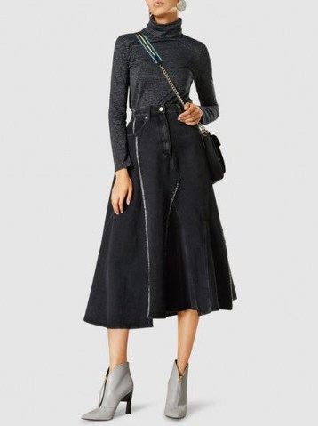 3.1 PHILLIP LIM‎ Denim Asymmetrical Maxi Skirt | dark blue midi skirts - flipped
