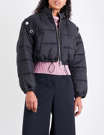3.1 PHILLIP LIM Detachable-sleeve quilted shell puffer jacket | short bomber jackets