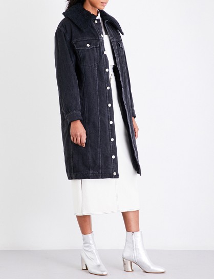 3.1 PHILLIP LIM Sherpa-lined denim jacket | black longline jackets