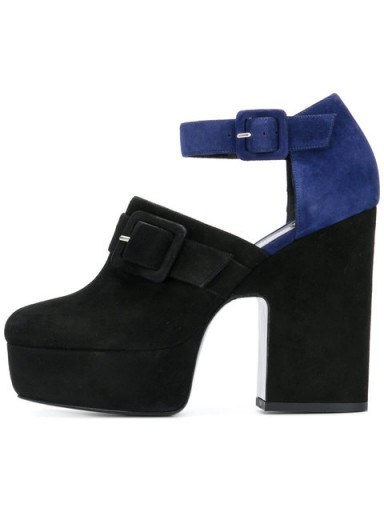 PIERRE HARDY blue and black suede platform pumps / chunky colour-block platforms - flipped
