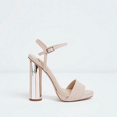 River Island Pink electroplated heel platform sandals – luxe style platforms - flipped