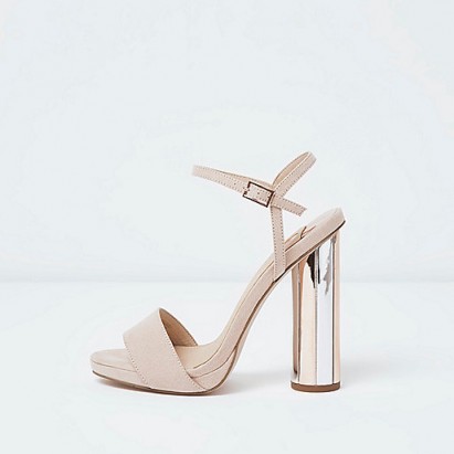River Island Pink electroplated heel platform sandals – luxe style platforms