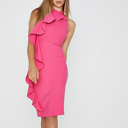 River Island Pink frill side sleeveless bodycon dress ~ ruffled party dresses ~ going out fashion