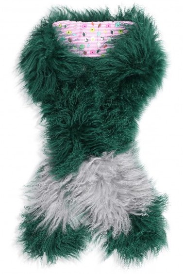 CHARLOTTE SIMONE Pocket Monster shearling scarf ~ fluffy green scarves - flipped