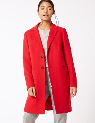 M&S COLLECTION 2 Pocket Wool Rich Coat ~ red coats ~ Marks and Spencer clothing - flipped