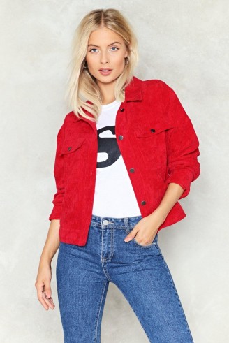 Nasty Gal Power Corduroy Jacket – red cord jackets