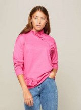 MISS SELFRIDGE PREMIUM Ruffle Neck Sweatshirt – pink ruffled sweatshirts