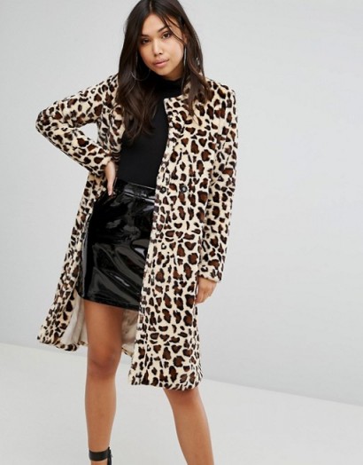 PrettyLittleThing Leopard Print Faux Fur Coat / pretty little thing animal print coats