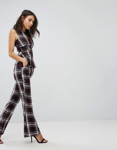 PrettyLittleThing Tartan Check Flare Trouser | large check print flared trousers - flipped