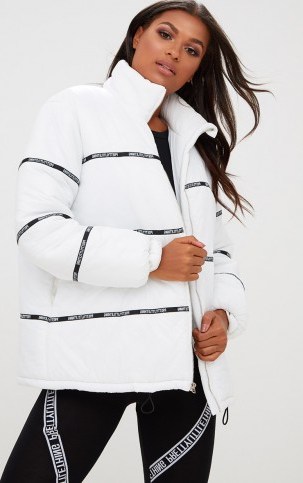 PRETTYLITTLETHING WHITE PUFFER COAT – padded jackets – pretty little thing coats - flipped