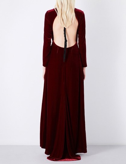 RACIL Somerset cutout velvet gown ~ ruby-red open back gowns - flipped