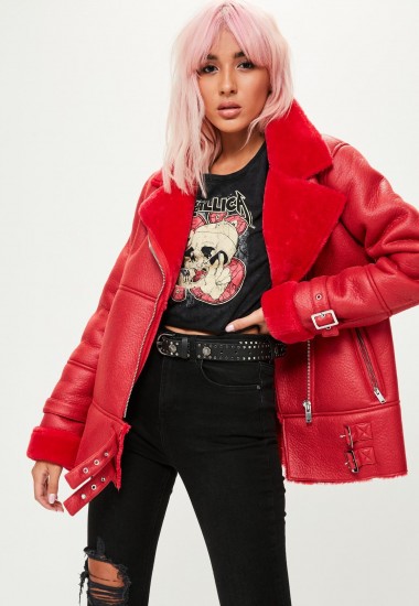 missguided red aviator jacket