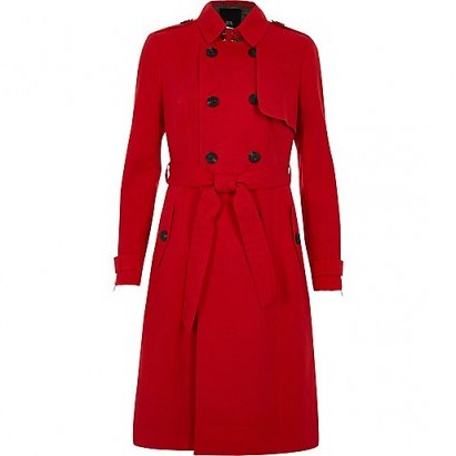 River Island Red belted trench coat - flipped