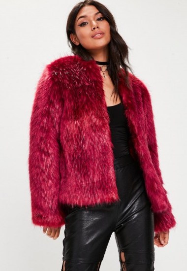 missguided red faux fur short coat – glam winter coats - flipped