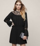 REISS REXIE LACE-PANEL BOHO DRESS BLACK ~ lbd ~ evening dresses ~ party fashion