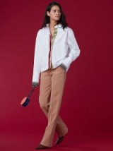 Diane von Furstenberg Ribbon Button-Down Top | mandarin collar shirts