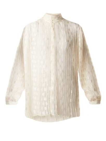 ZIMMERMANN Rife high-neck pleated polka-dot blouse – luxe blouses - flipped