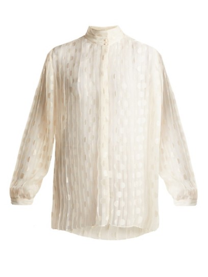 ZIMMERMANN Rife high-neck pleated polka-dot blouse – luxe blouses