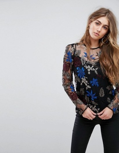 River Island Sequin Embroidered Mesh Top - flipped