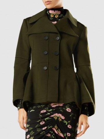 ROKH‎ Cutout Wool Pea Coat ~ chic structured coats - flipped