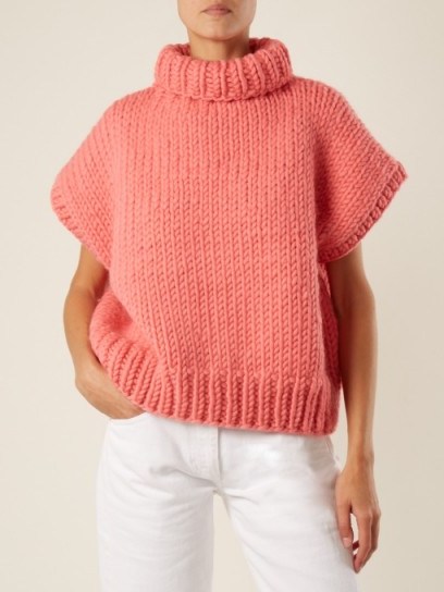 I LOVE MR MITTENS Roll-neck wool top | pink knitted tops | knitwear - flipped