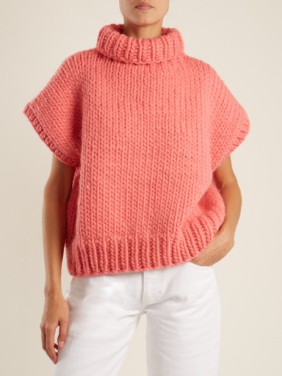I LOVE MR MITTENS Roll-neck wool top | pink knitted tops | knitwear