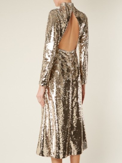 EMILIA WICKSTEAD Roma open-back sequin dress ~ shimmering gold evening dresses - flipped