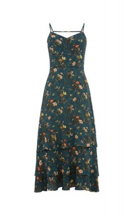 OASIS ROSETTI TIERED MAXI / green strappy floral print dresses - flipped