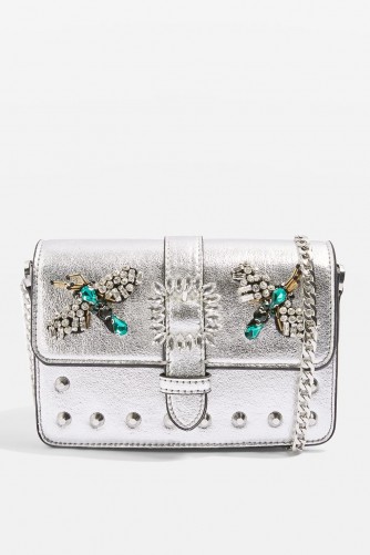 Topshop Rosie Bug Jewel Cross Body Bag | small metallic-silver shoulder bags