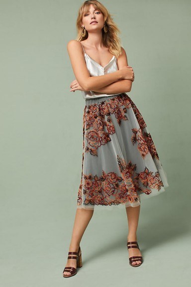 Not So Serious Rosie Embroidered Tulle Skirt | floral floaty overlay skirts - flipped