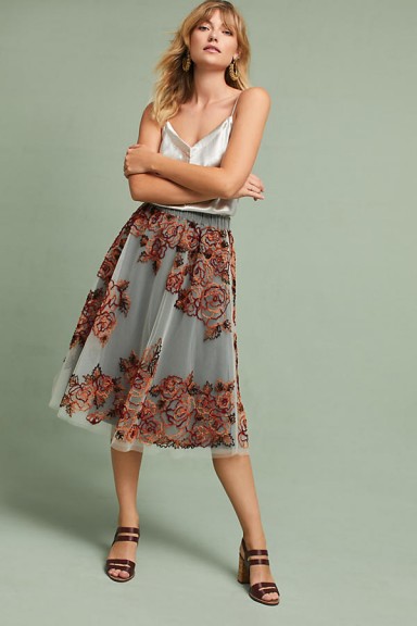 Not So Serious Rosie Embroidered Tulle Skirt | floral floaty overlay skirts