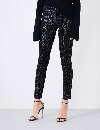 ROSIE HW X PAIGE Stevie ultra-skinny high-rise jeans | metallic zebra denim - flipped