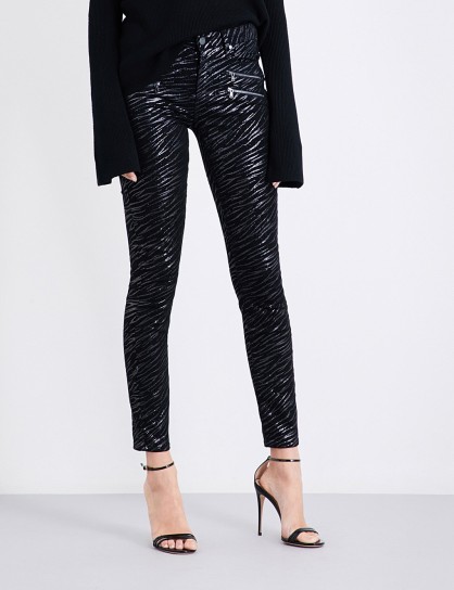 ROSIE HW X PAIGE Stevie ultra-skinny high-rise jeans | metallic zebra denim